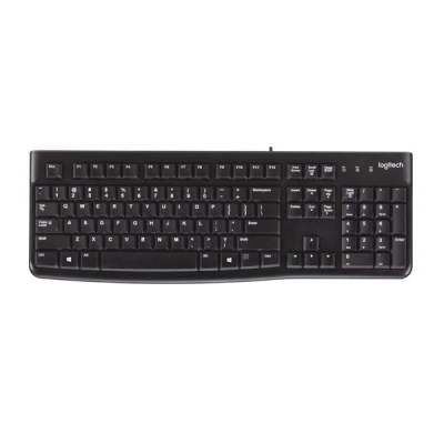 Imagen de Teclado PC Logitech K120, USB, Ultrafino, Patas ajustables, Resistente a salpicaduras, numérico, Windows, Negro