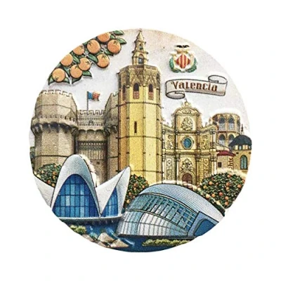 Imagen de Valencia España 3D Imán de refrigerador Recuerdos turísticos Artesanía Resina Hecha a Mano Decoración la Cocina del hogar Colección imanes Nevera Regalo