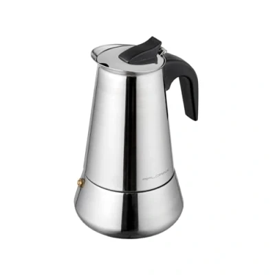 Imagen de Florina Cafetera Italiana 9 Tazas (450 ml) I Inducción LINDA Moka de Acero Inoxidable con Mango Profilado Apta para Todo Tipo Cocinas e