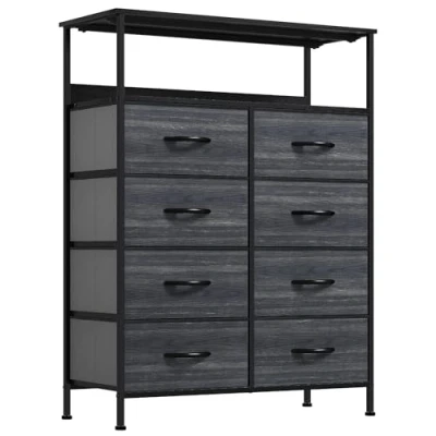 Imagen de YITAHOME Cajonera para Armario,Unidad de Almacenamiento, Tela, con 8 cajones,Cajones Tela Parte Superior Madera,Grano Madera Negra