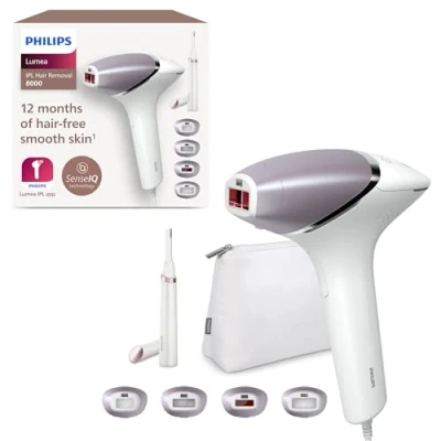 Imagen de Philips Lumea Serie 8000, Depiladora Luz Pulsada, Piel Suave Desde Casa, Con Funda, Accesorios para el Cuerpo, Cara, Bikini y Axilas, Lápiz de precisión, Alternativa a Depilación Láser. BRI949/00