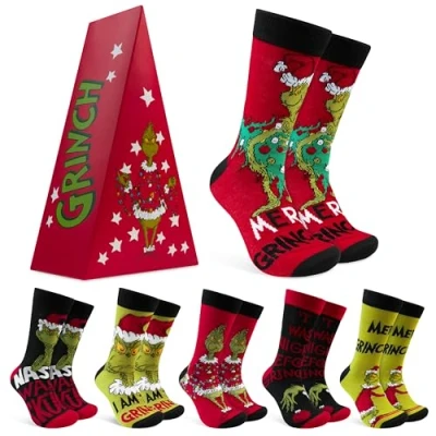 Imagen de The Grinch Calcetines de Pantorrilla, Transpirable Pack 6 para Hombre