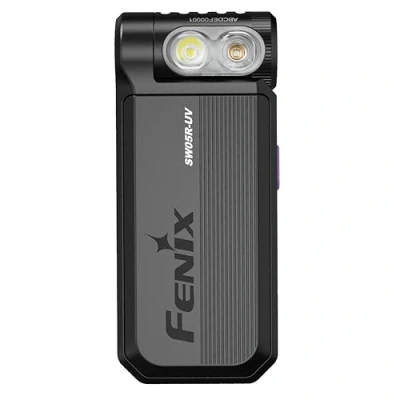 Imagen de FENIX SW05R UV Linterna de inspección y seguridad recargable negra 150 lúmenes 39 m 49 horas máx. Luz blanca 3 niveles 1500 mW Cabezal giratorio 200 grados IPX6