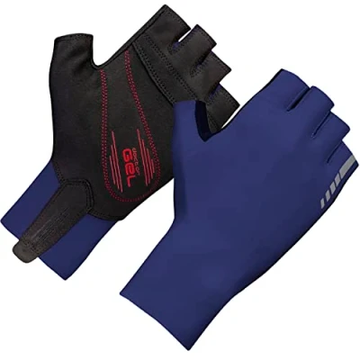 Imagen de GripGrab Guantes de Ciclismo Cortos Aero TT Profesional Competición Acolchado 2mm DoctorGel Road MTB CX Contrarreloj, Unisex Adultos, Azul Marino, XL