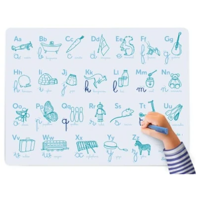Imagen de SUPER PETIT Abecedario 100% silicona Juego educativo para niños +3 años Aprender alfabeto y escritura cursiva Materna CP Método Montessori Borrado reutilizable Set de 40 x 30 cm