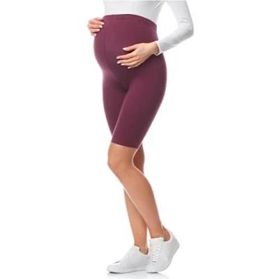 Imagen de Be Mammy Leggins Premamá 3/4 para mujer embarazada Mallas capri maternidad Leggings pirata lactancia Ropa deportiva Embarazo BE20 229 (Granate, M)