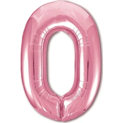 Imagen de Globo Cumpleaños 10 20 30 40 50 60 70 80 90 Número 0 Rosa Gigante, XXL de 100cm. Decoración para Niña. Aire o Helio.
