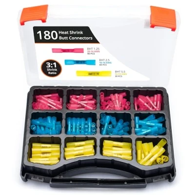 Imagen de Wirefy 180 Piezas Kit de Terminales Emplame Termorretráctil Conector a Tope Engarce Electricos Aislados para Cables 0,5 6 mm²
