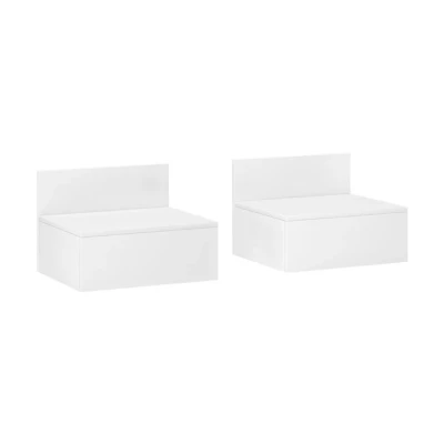 Imagen de HOMCOM Juego de 2 Mesitas Noche Flotantes Mesillas para Dormitorio con Cajón Mesas Habitación Hogar 43x36,5x30,5 cm Blanco