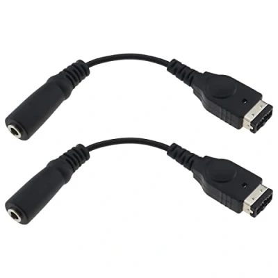 Imagen de ECSiNG 2 Cables Adaptadores de Auriculares Repuesto Compatible con Nintendo Gameboy Advance SP (GBA SP) Consola Adaptador Conector Negro