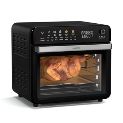 Imagen de Klarstein AirGlaze Freidora De Aire 34L, 2200W, 19 Programas, Pantalla Digital, Táctil, Función Asado, Sin Aceite, Accesorios Extraíbles, Puerta Doble Cristal, Negro