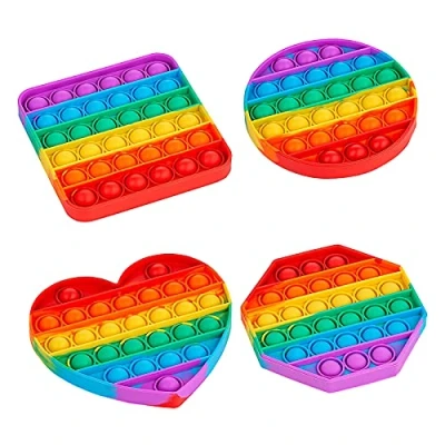 Imagen de KICOSOADT Fidget Toys,Squeeze Toys Grande, Rainbow Push Pop Bubble Toy para niños y adultos, alivio del estrés, juguete adultos (4 paquetes)
