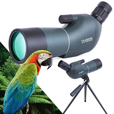 Imagen de Telescopio Terrestre 15 45x50 HD con Trípode, Bolsa de Transporte y Adaptador Teléfono Inteligente para Observación Aves, Estrellas, Tiro Arco, Paisaje Vida Silvestre