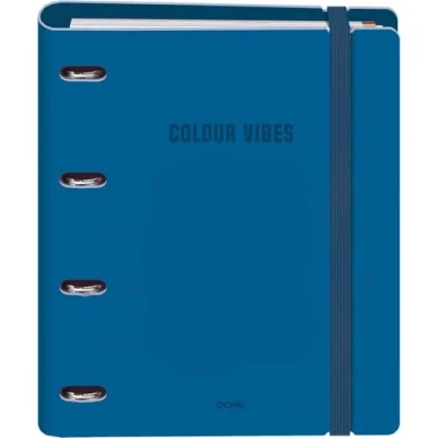 Imagen de Dohe Archivador con Recambio Carpeta 4 Anillas Polyfoam, A4 (28x32 cm), 100 Hojas Cuadriculadas, Suave y Resistente, Separadores de Colores, Sobre Almacenamiento Goma COLOUR VIBES Azul