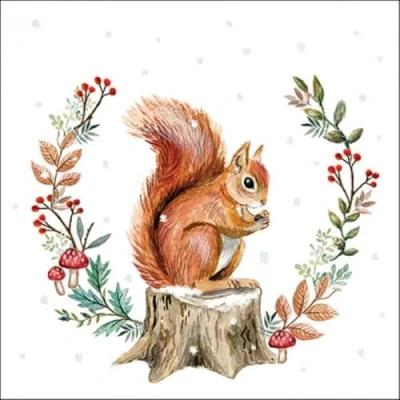 Imagen de 20 servilletas de ardilla colecciona para el invierno animales diseño otoño Navidad bosque decoración mesa manualidades decoupage