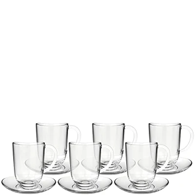 Imagen de Leonardo Napoli 024215 Juego de tazas y platillos (12 unidades, aptos para lavavajillas, 380 ml, 14 diámetro)