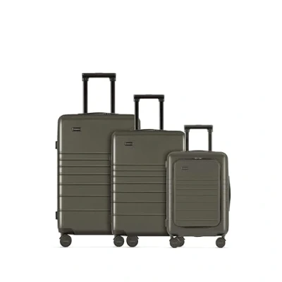 Imagen de ETERNITIVE Juego de 3 Maletas Rígidas Policarbonato &amp; ABS Tamaño: 74 x 64 54 cm con Cerradura TSA Maleta Viaje Ruedas 360 Equipaje Mano 33L 64L 98L Oliva