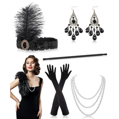 Imagen de Alintor Accesorios Años 20 Mujer, Disfraz Charleston 1920s Set De Accesorios, Flapper Great Gatsby