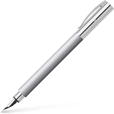 Imagen de Faber Castell Ambition Pluma estilográfica, trazo M, color plateado y gris