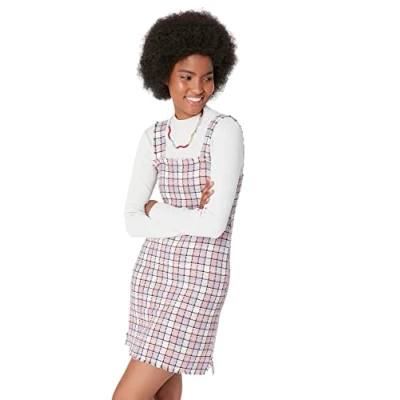 Imagen de Trendyol Woman Midi A Linie Rundhalsausschnitt Webstoff Kleid Vestido, Lila, 36 para Mujer