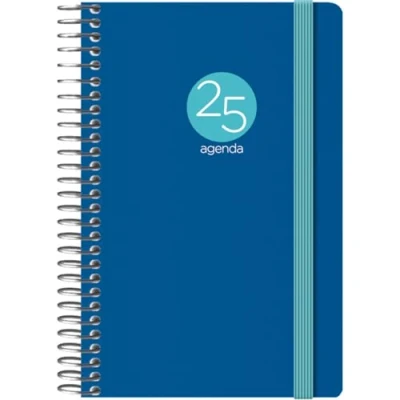 Imagen de Dohe Agenda 2025 Semana Vista, Tamaño Bolsillo (8,5x13 cm), 12 Meses Enero a Diciembre, Tapa Flexible de Plástico, Planificador en Español, Material Oficina MEMPHIS Azul