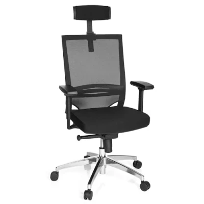 Imagen de hjh OFFICE 657260 Silla de Oficina Porto MAX High Tela Negro, giatoria, Apoya Cabeza Ajustable en Altura, Respaldo Alto Tejido Malla Transpirable