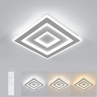 Imagen de Comely Lámpara de Techo LED Regulable Cuadrada Moderna, 52W 5850LM 40cm 3000K 6500K Luz, Plafon con Control Remoto para Dormitorio, Salon, Blanco