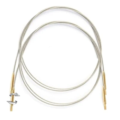 Imagen de Lantern Moon Cables intercambiables para agujas de tricotar 2 x 40cm giratorios Pivote 360 grados Tapones madera y 1 Herramienta apriete Acero inoxidable recubierto nylon