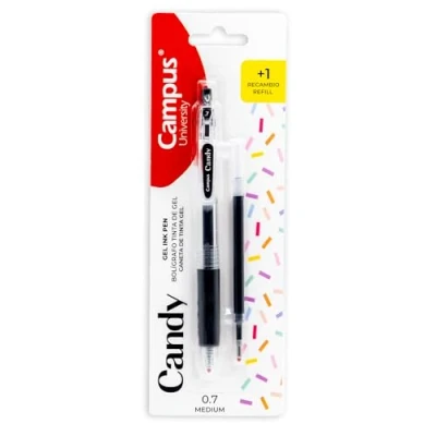 Imagen de Campus Bolígrafos de Gel Candy con Recambio, Colores Recargables Trazo 0.7mm, Incluye 1 Recambio (Bolígrafo y Negro, unidad)