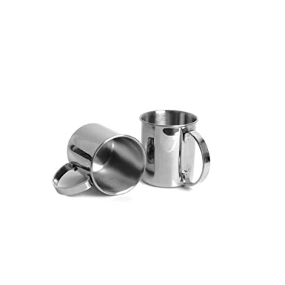 Imagen de Echtwerk Juego de 2 vasos cobre irrompibles acero inoxidable Ideal para ginebra, vodka, cerveza y bebidas frías Estuche regalo Edición plateada 1000 ml