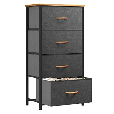 Imagen de YITAHOME Cajonera de Tela, Cómoda Unidad Almacenamiento con 4 cajones Extraíbles, para Sala Estar, Dormitorio, habitación Infantil, Gris Oscuro