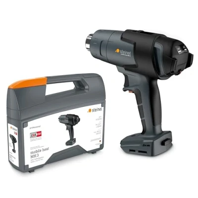Imagen de Steinel mobile heat MH3 Pistola de aire caliente profesional con batería, en maletín, consumo 18 V, temperatura 500 C, caudal 200 l/min y luz LED, batería no incluida