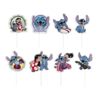 Imagen de dekora Cupcake Toppers de Lilo y Stitch en 8 Modelos para Decorar Cupcakes, Muffins, Tartas Otros Dulces Decoración Repostería Apta Contacto Alimentario 16 Unidades