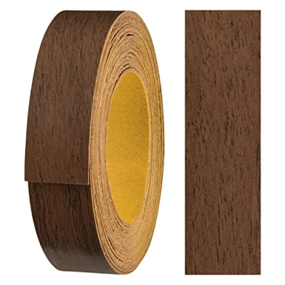 Imagen de haggiy Cinta para bordes de melamina autoadhesiva 18 mm x 5 m I muebles Sujeción segura sin planchar Chapa estantes/paneles madera nogal