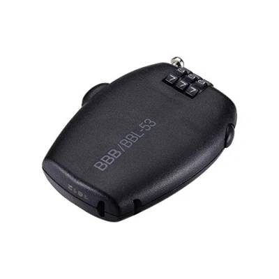 Imagen de BBB Cycling Candado antirrobo con combinación de 3 dígitos numéricos, hecho acero especialmente para bicicletas carretera, MTB o urbanas. Negro. 1.6mmx670mm Modelo MiniCase BBL 53