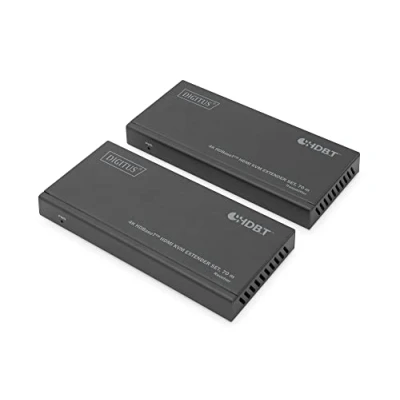 Imagen de DIGITUS DS 55512 Extensor KVM HDMI (HDBaseT) UHD 4K/30 Hz 40 m mediante cable LAN (HDBaseT 70 m) Set: Emisor y Receptor IR Infrarrojos HDCP 2.2/1.4 &amp; HDBaseT 1.0