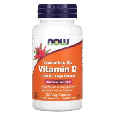 Imagen de Now Foods VITAMIN D Vitamina D, 1000 UI Fórmula seca para el apoyo a la salud ósea 120 cápsulas