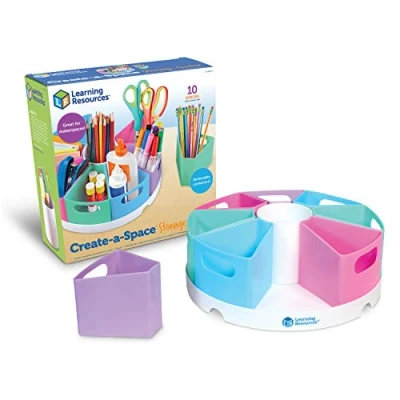 Imagen de Learning Resources Organizador Create a Space (pastel) ,de material de papelería, el aula y para hogar, plástico que se limpia pasando un trapo, set 10 piezas
