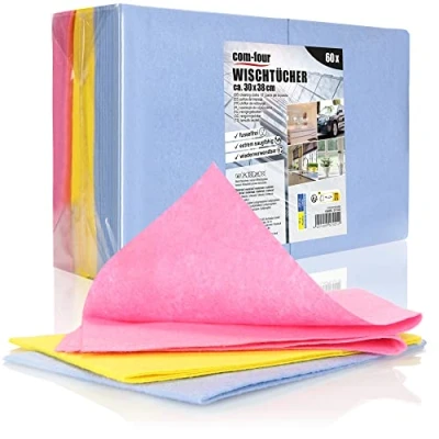 Imagen de com four® 60x Paño Universal para el Hogar Toallitas Todo Uso Paños de Limpieza Absorbentes y Resistentes Bayetas Viscosa Reutilizables (30x38 60 Piezas 3 Colores)