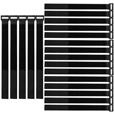 Imagen de FULARR 20Pcs Premium 30cm Bridas de Cable, Cable Ataduras Correas Set, Reutilizables Ties, Gancho Bucle Correas, Organizador Negro