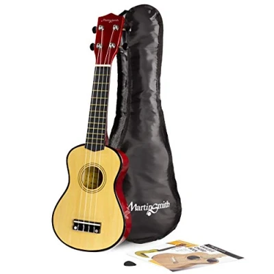 Imagen de Martin Smith ukelele soprano UK 212 A con bolsa para y libro de acordes, natural