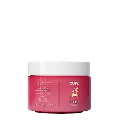 Imagen de YOPE Mascarilla Para el cabello seco dañado Regenerante intensivo Hidratante Ácido láctico Queratina vegetal Mantequilla mafur 98% ingredientes naturales Fórmula vegana 250 ml