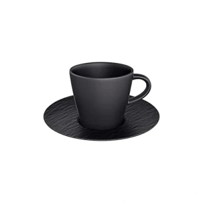 Imagen de Villeroy &amp; Boch Manufacture Rock 1042391411 Taza de café con platillo, color negro
