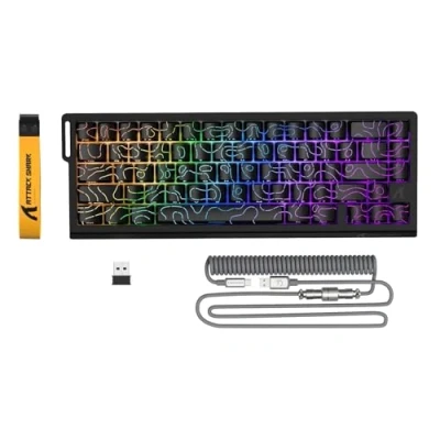 Imagen de ATTACK SHARK X68PRO HE Teclado Gaming Inalámbrico con Gatillo Rápido, Precisión RT de 0,01 mm, 8KHz, Interruptores Magnéticos C01Cable, Activación Ajustable, Snap Tap, RGB Negro