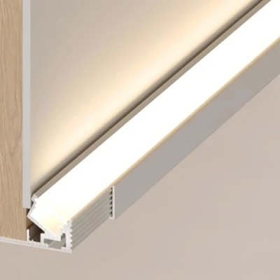 Imagen de WhamtL Moldura Iluminacion Canal Difusor de LED, Zócalo LED para Decoración del Hogar Iluminación Indirecta, Perfil Aluminio con Corona Empotrada Sin Molduras(6m/19.7ft)