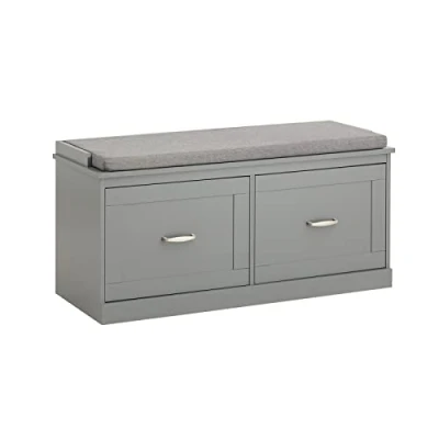 Imagen de SoBuy FSR131 HG Banco Zapatero con 2 Estantes y Puertas Armario Multifuncional para Entrada Cojín de Asiento Gris 98 x 37 49 cm ES