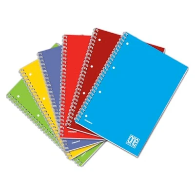 Imagen de Blasetti One Color Cuaderno con espiral lateral formato A4 agujeros de archivo, Paquete 5 piezas, Papel 80gr, Portada monocromática cartón Rayado 5M (cuadrícula 5mm)
