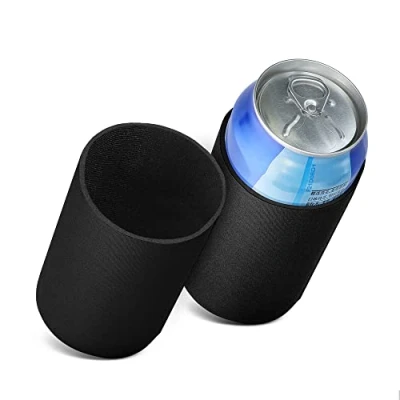 Imagen de kwmobile Fundas de neopreno compatibles con 330ml / 355ml Lata 2x Cubierta enfriadora latas cerveza refresco negro