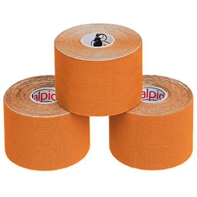 Imagen de ALPIDEX Cinta Kinesiología Tape 5 m x cm Muscular E Book Ejemplos Aplicación, Color:naranja, Cantidad:3 rollos
