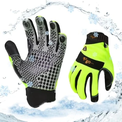 Imagen de Vgo... 1Pair 0℃/32F guantes de trabajo invierno cuero sintético, seguridad impermeables para clima frío, almacenamiento en frío o uso congelador(SL7895FLWP)
